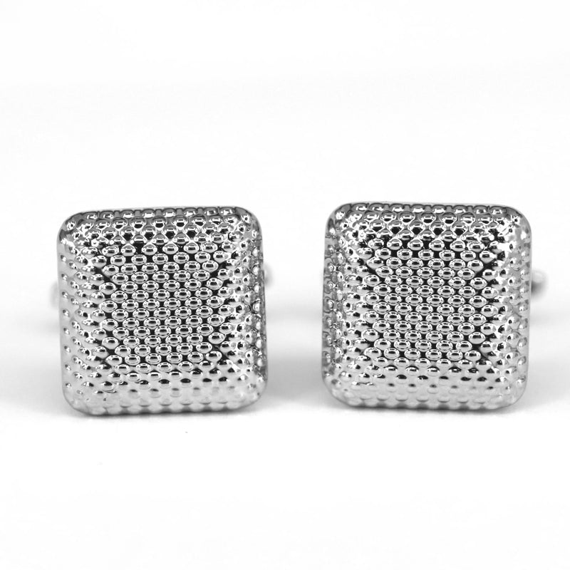 Silver Square Cufflinks with Indented Dots