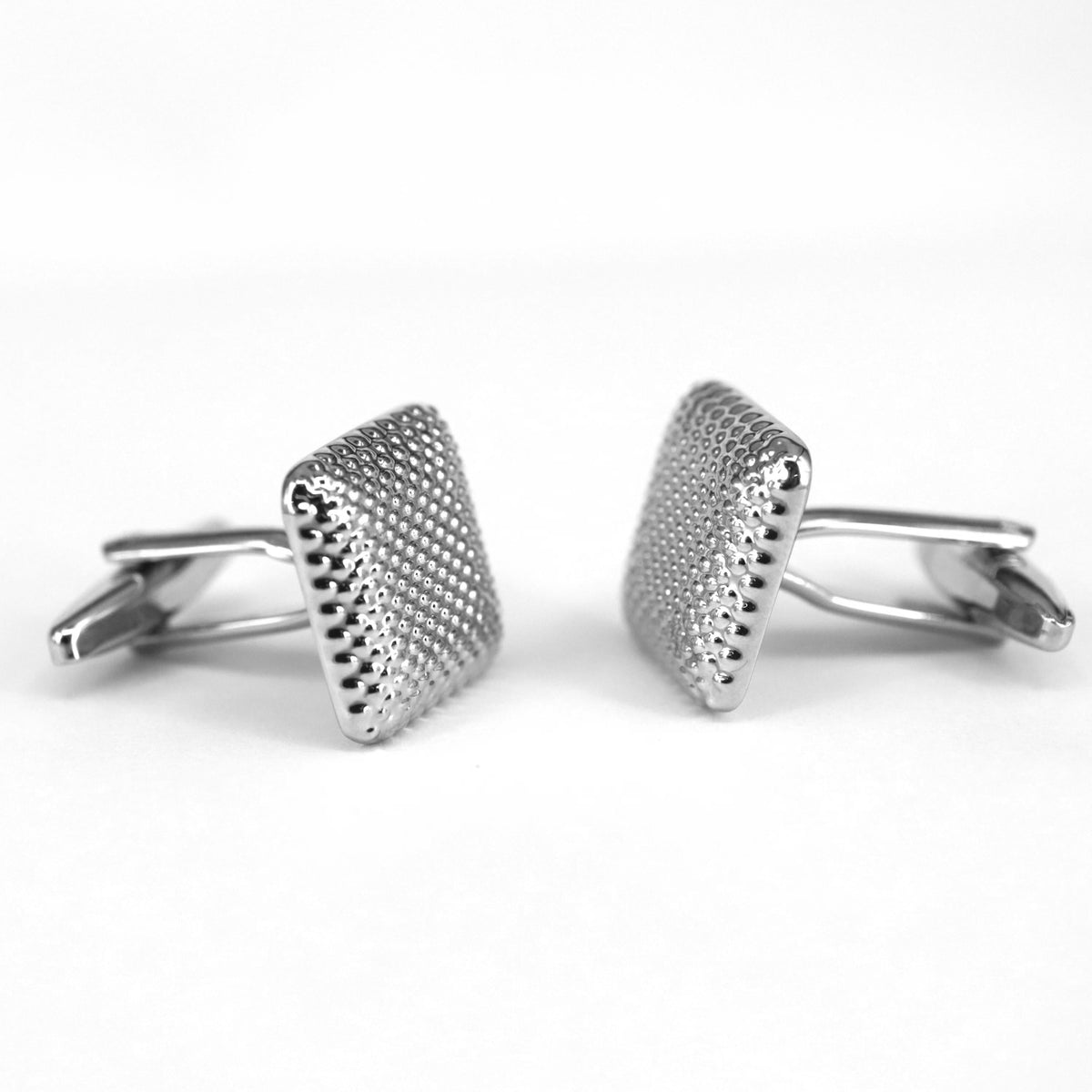 Silver Square Cufflinks with Indented Dots