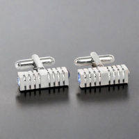 Square Rectangle Cufflinks with Crystal Details