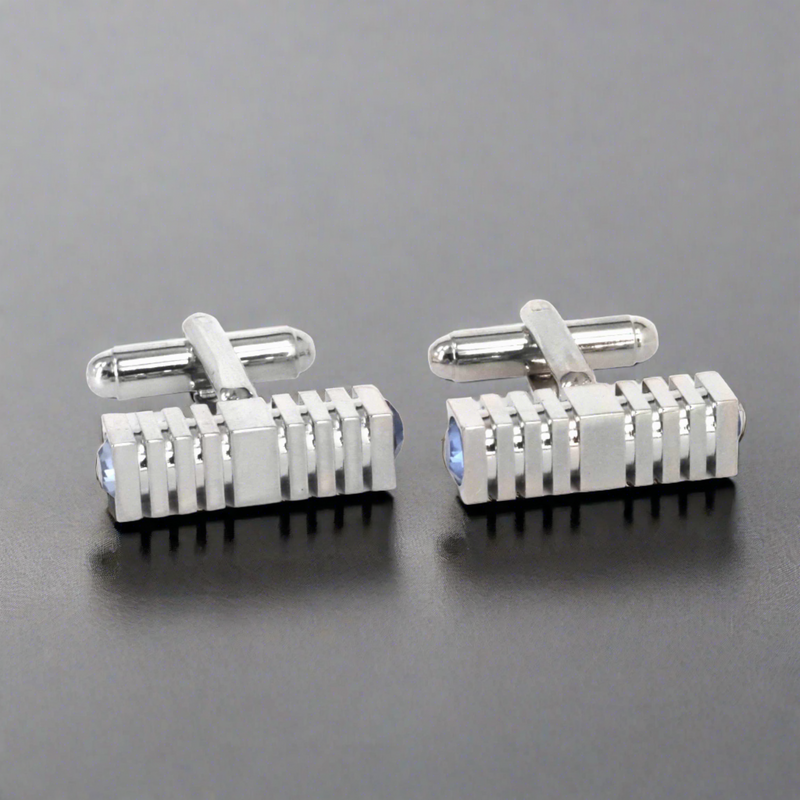 Square Rectangle Cufflinks with Crystal Details