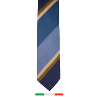 Stefano Cau PANEL DOUBLE STRIPE SATIN TIE - Light Blue, Blue, Brown Bronze