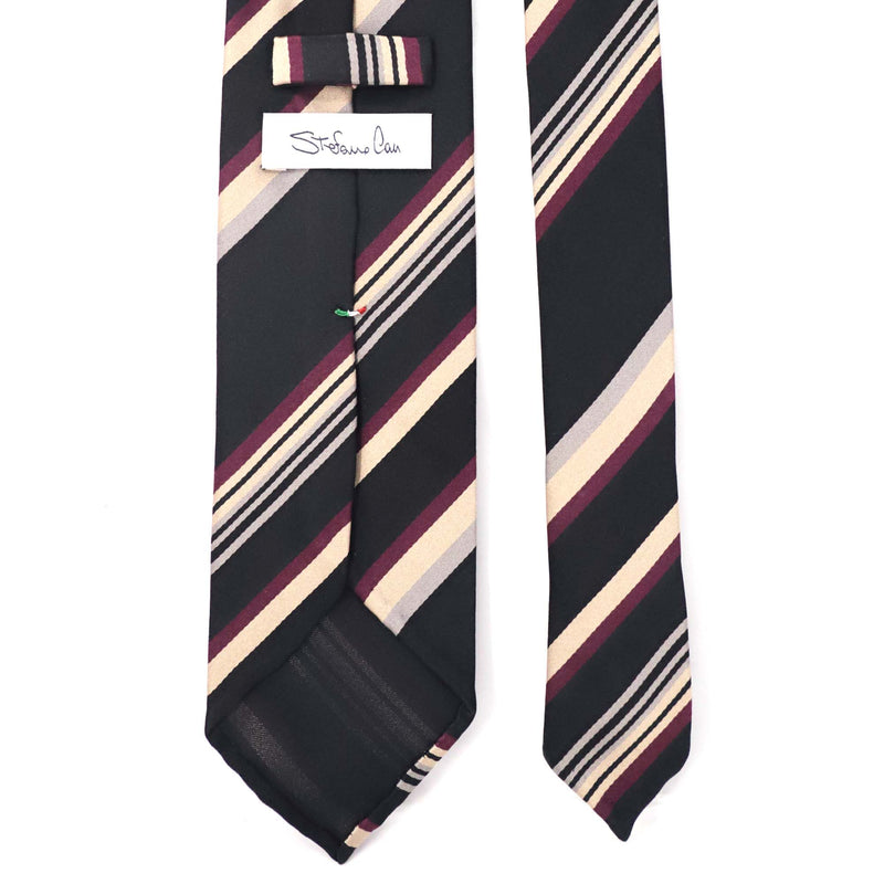 Stefano Cau STRIPE Black grey off-white and  Maroon