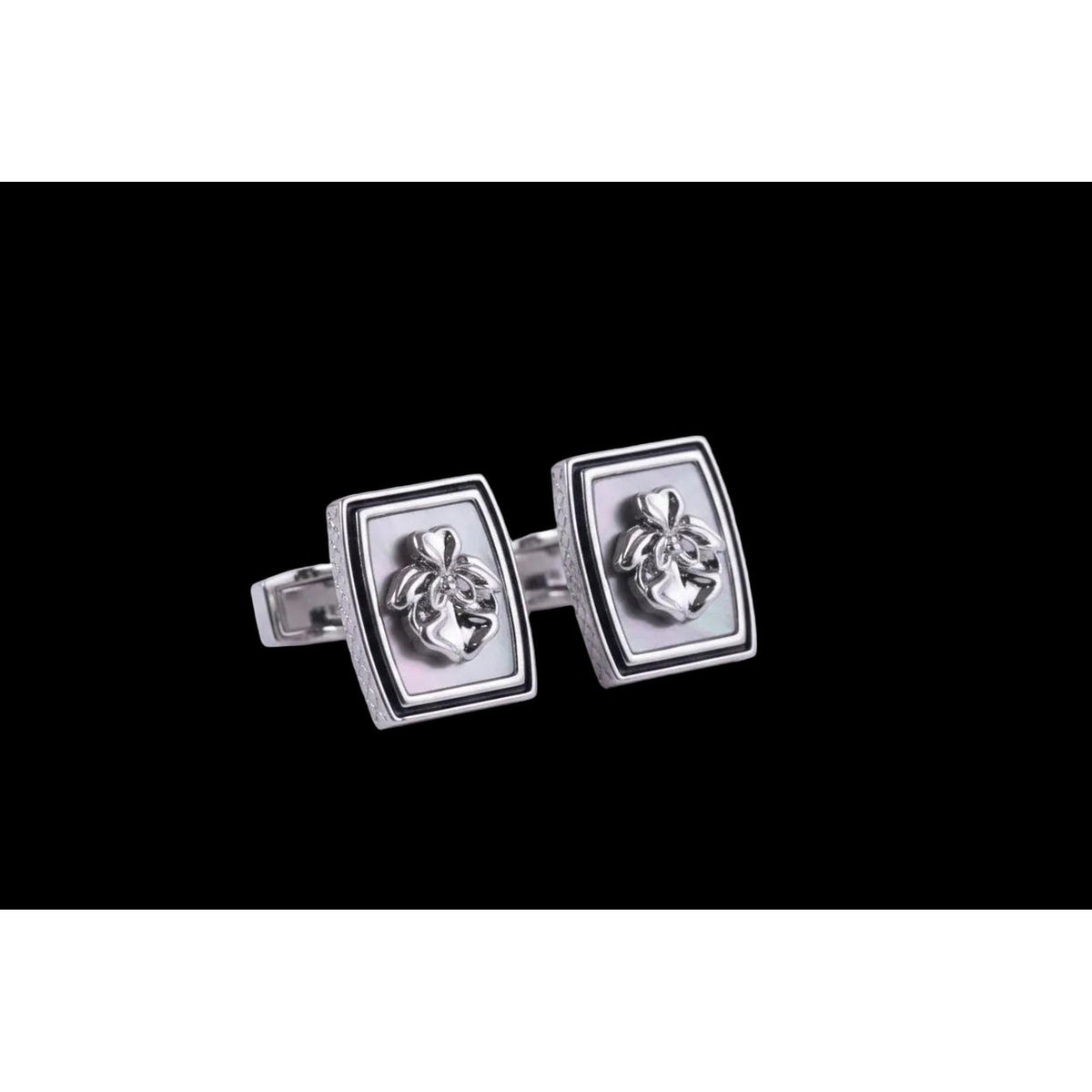 Azthom Silver Vanda Miss Joaquin Mother-of-Pearl Cufflinks