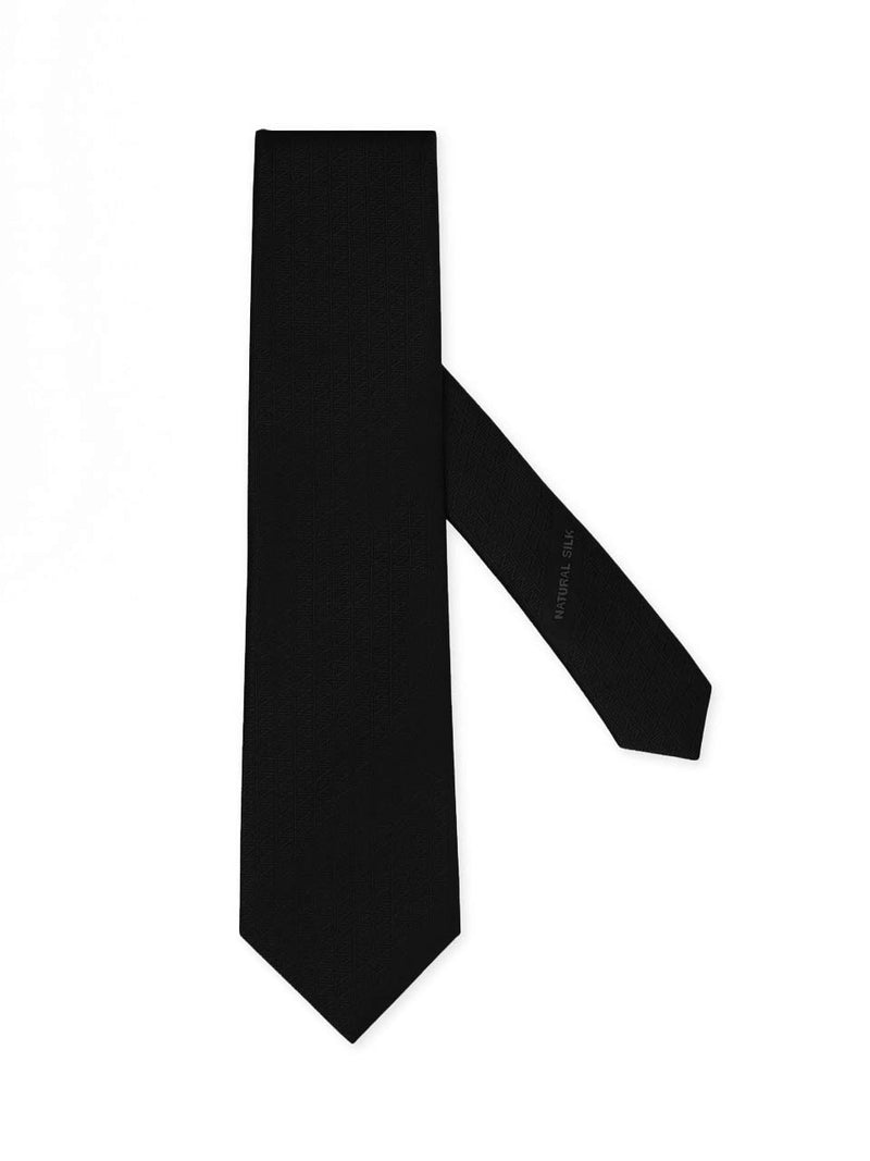 DARK BLACK NATURAL SILK TIE