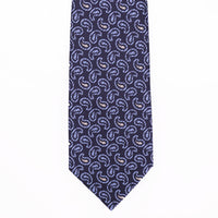 8cm Paisley Design Tie in Blue CINQUE PIEGHE (5 FOLDED )