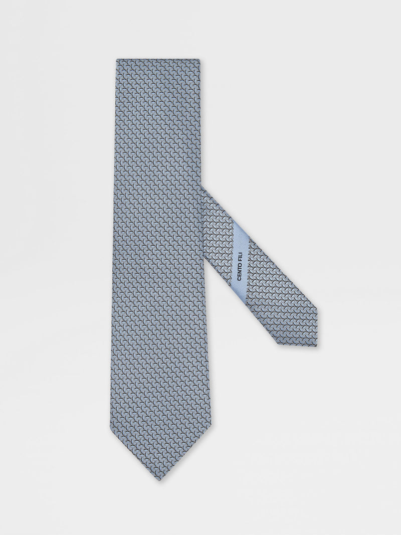 Zegna Light Blue CENTO FILI Silk Tie