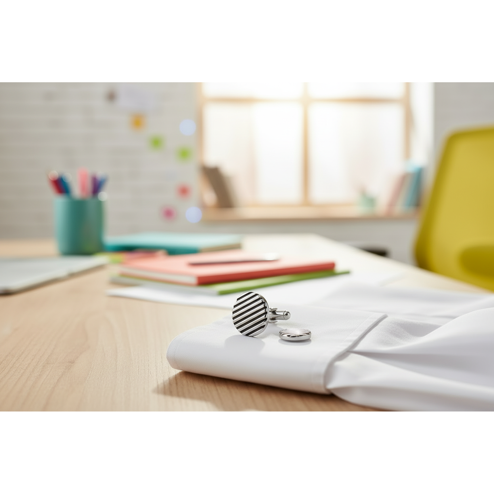 Red Horizontal Stripe Round Cufflinks (Online exclusive)