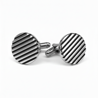 Red Horizontal Stripe Round Cufflinks (Online exclusive)
