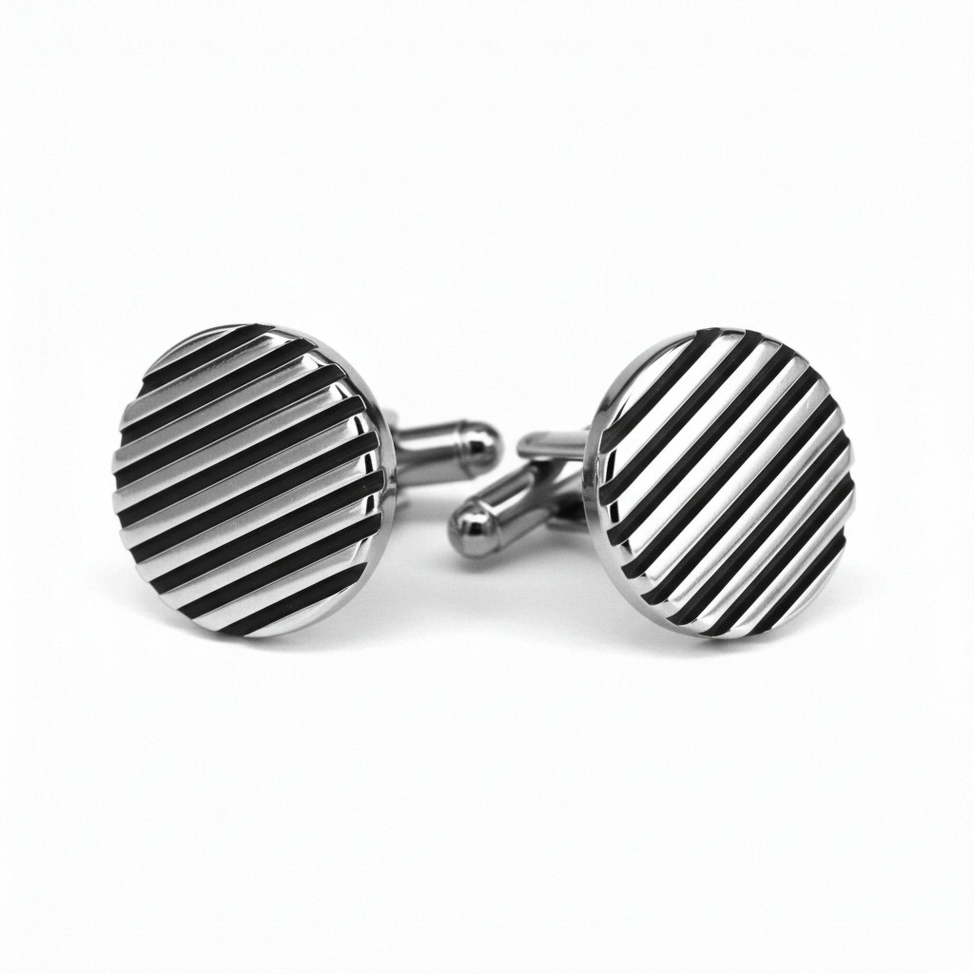 Red Horizontal Stripe Round Cufflinks (Online exclusive)