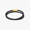 Pop Rigato Double Wrap Leather Bracelet Black With 18K Yellow Gold Plated