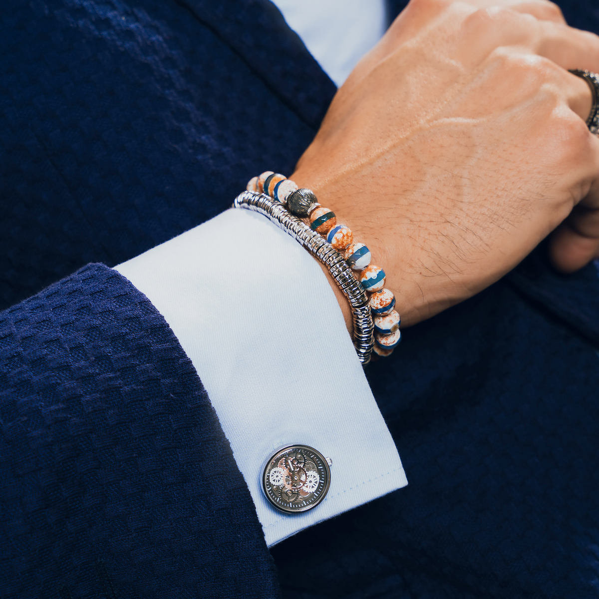 Vintage Gear Watch Cufflinks In Silver With Rhodium Plated Steel (Limited Edition)