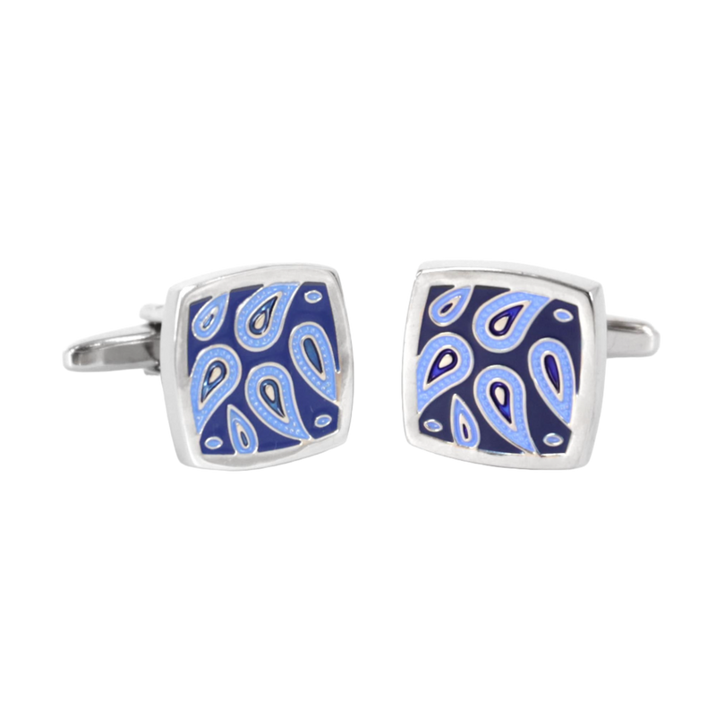 Blue square paisley Cufflinks