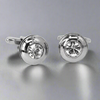 Round Silver One Clear Diamond Crystal Cufflinks  (Online Exclusive)
