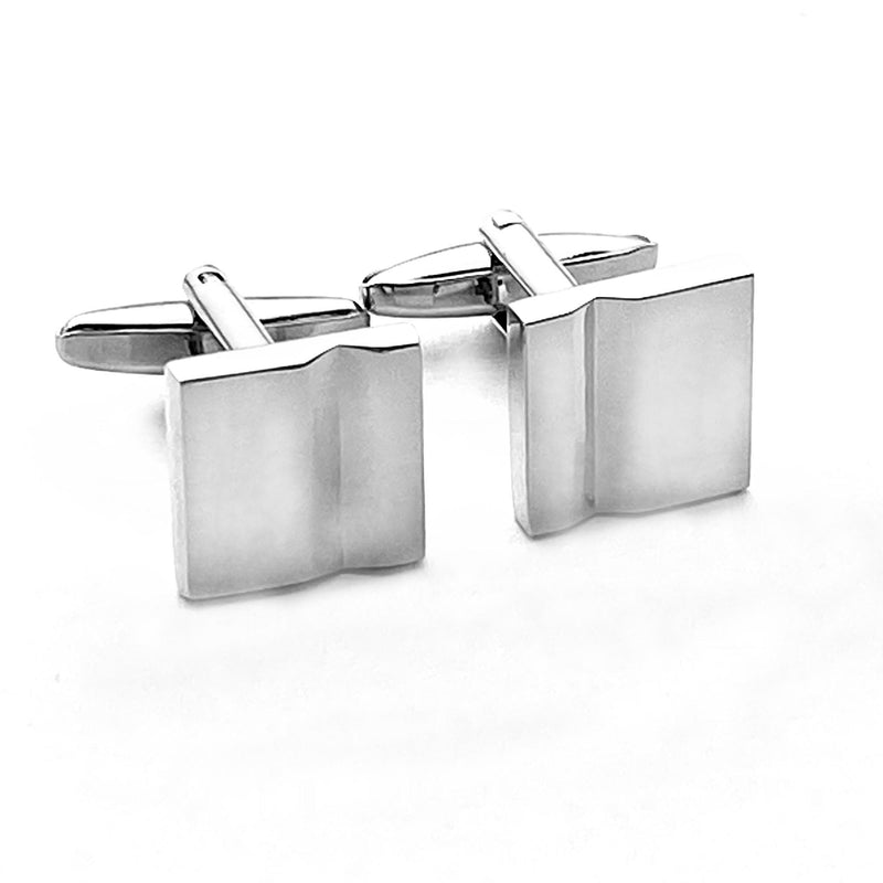 Silver Square With Curve Cufflinks