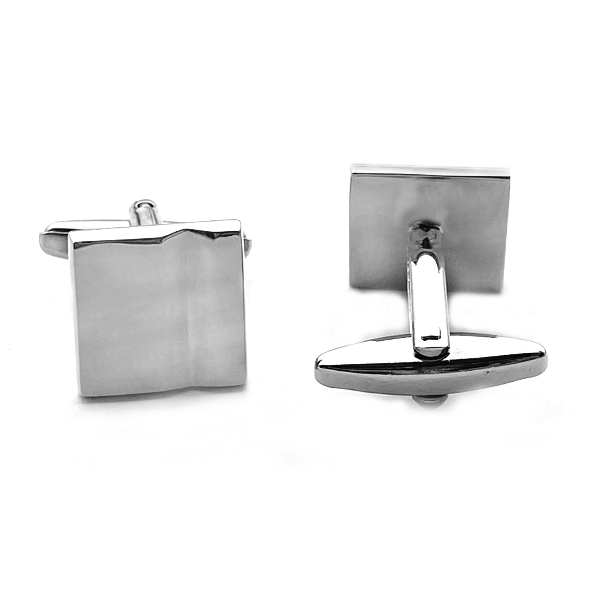 Silver Square With Curve Cufflinks