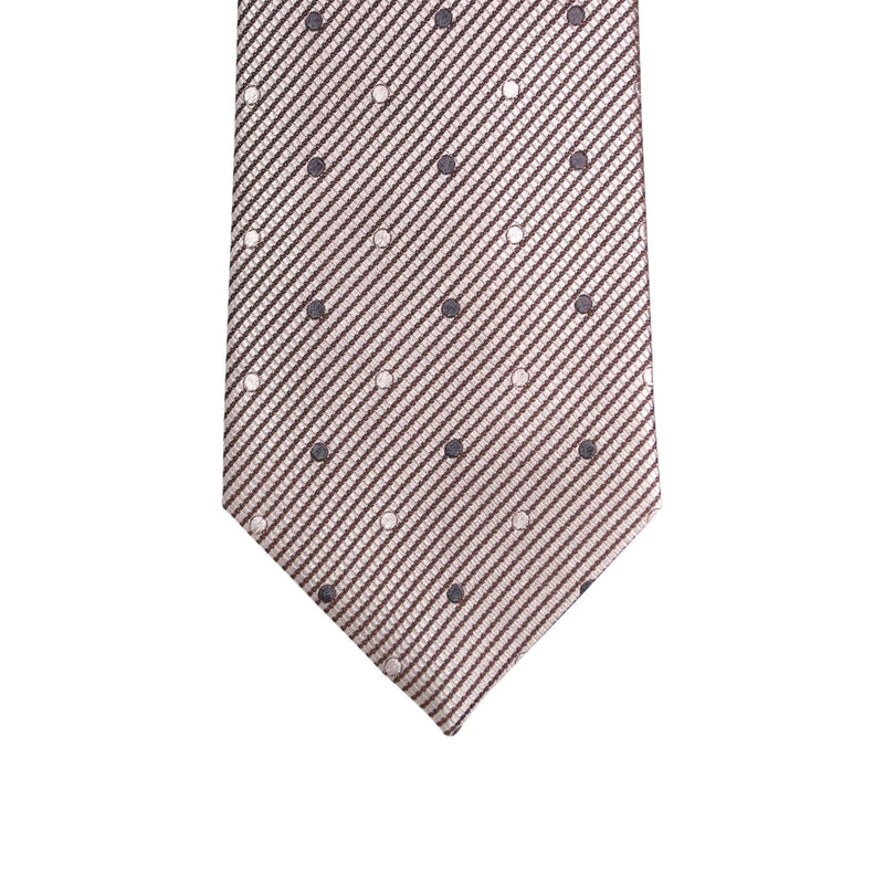 8cm Micro-Dots Pattern Silk Tie in Brown-Neckties-A.Azthom-Cufflinks.com.sg