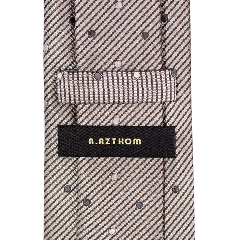 8cm Micro-Dots Pattern Silk Tie in Brown-Neckties-A.Azthom-Cufflinks.com.sg