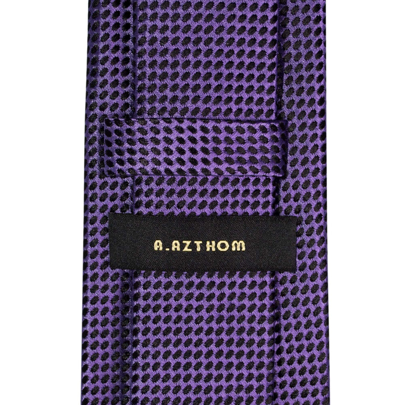 8cm Purple Silk Woven Tie with Black Dots Detail-Cufflinks.com.sg | Neckties.com.sg