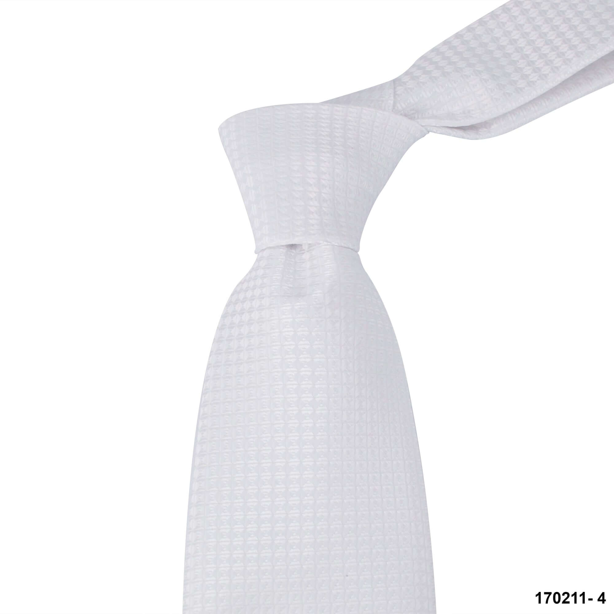 8cm White Geometric Detail Woven Tie (Online Exclusive) - Main Image