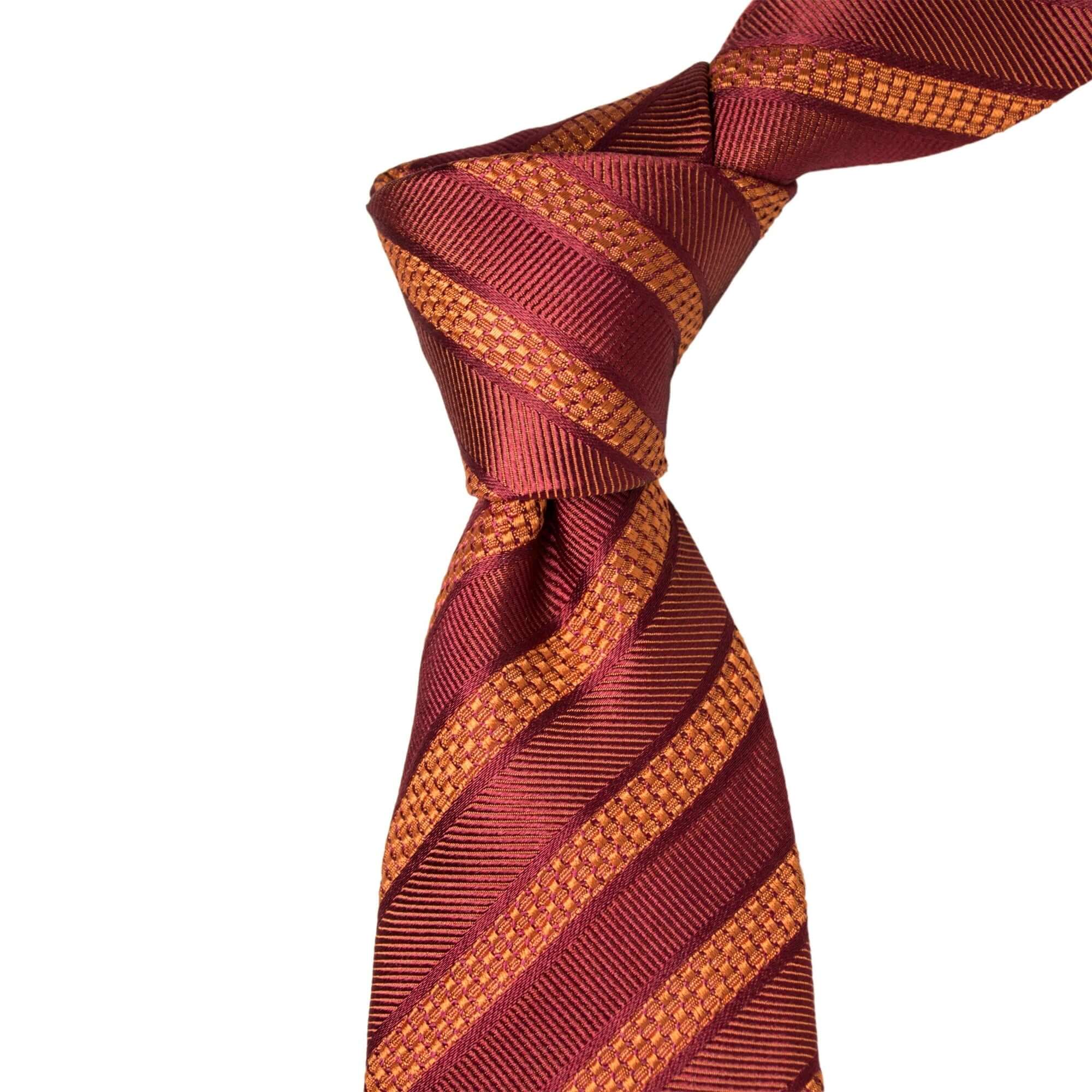 8cm Woven Orange Red Striped Necktie-Cufflinks.com.sg | Neckties.com.sg