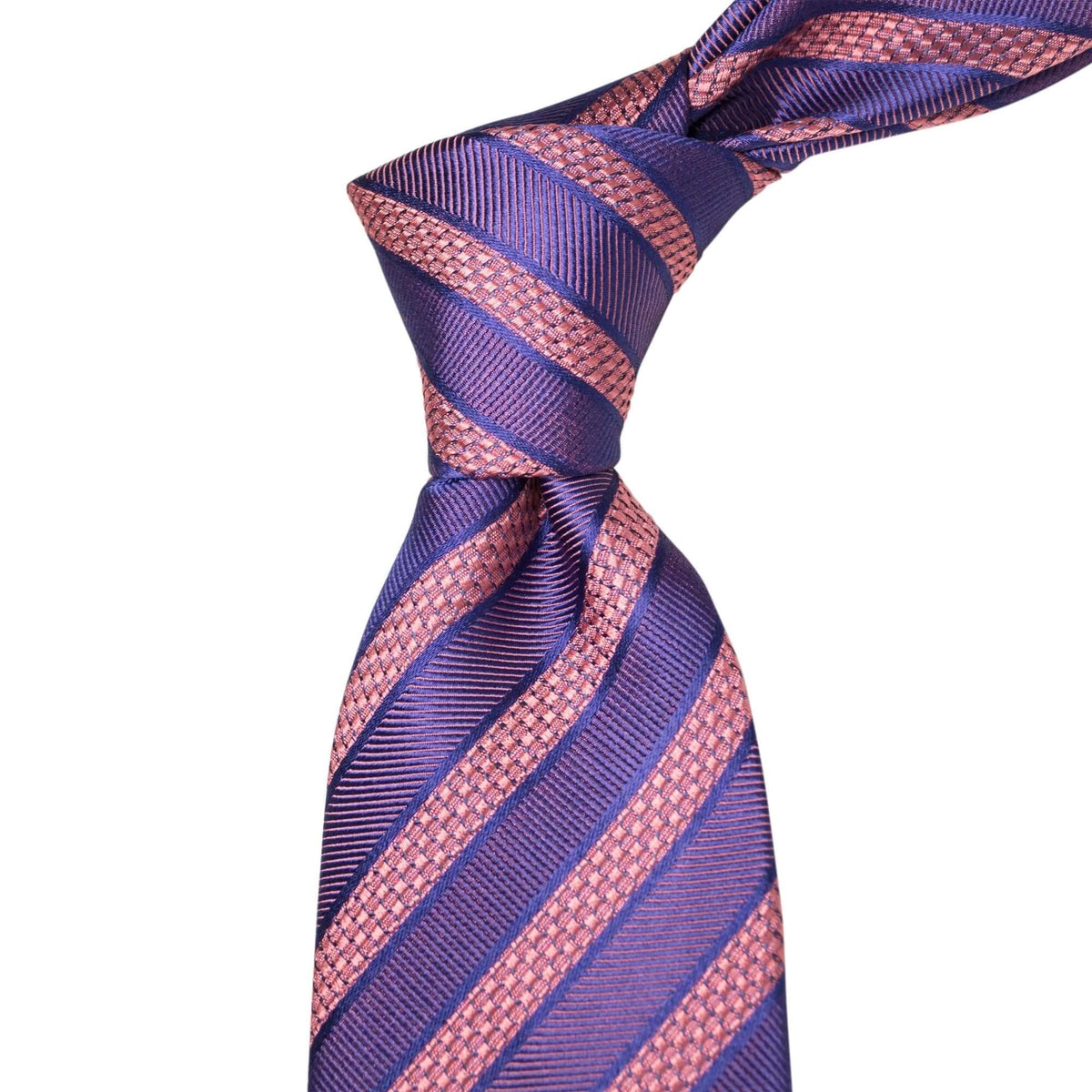 8cm Woven Pink with Indigo Striped Necktie-Cufflinks.com.sg | Neckties.com.sg