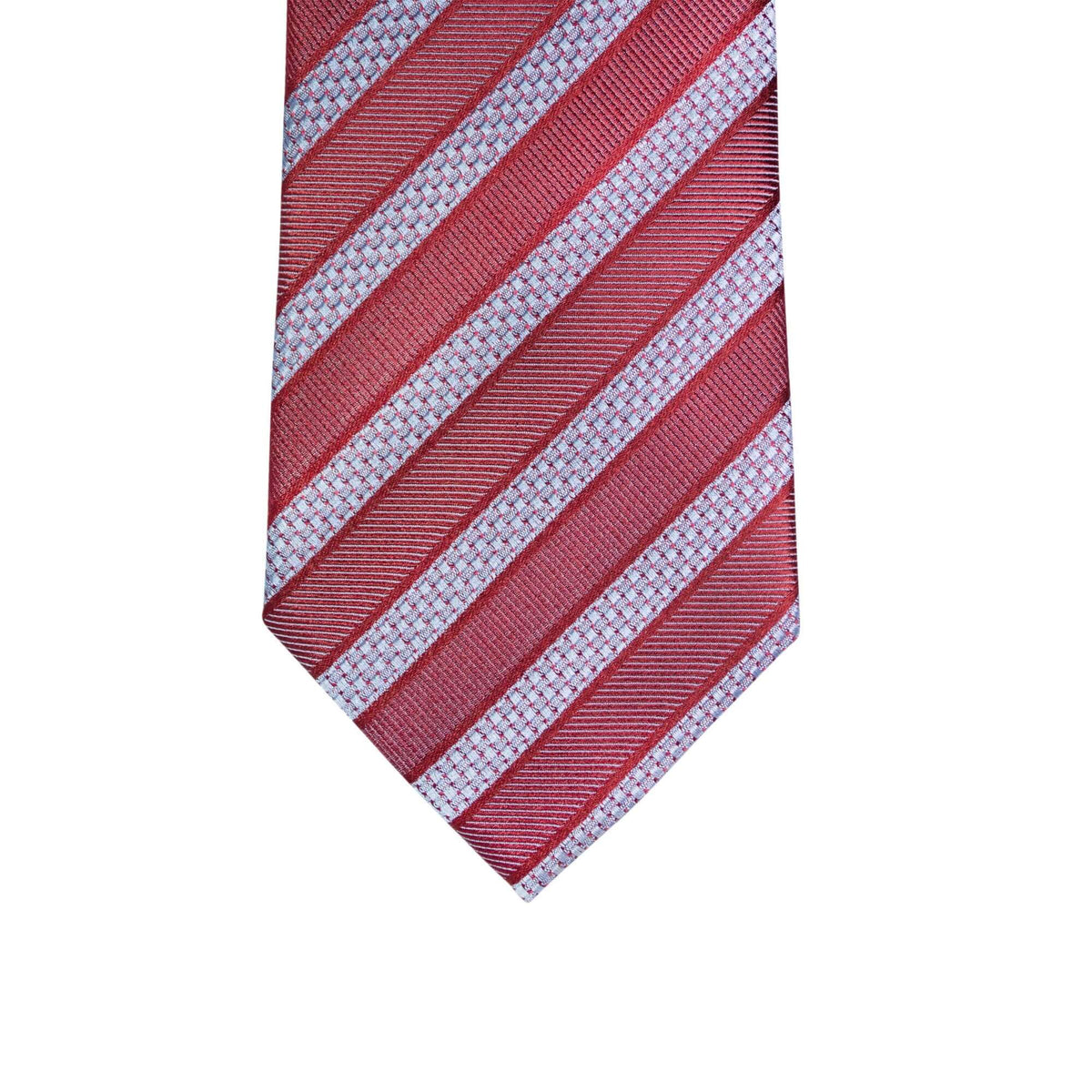 8cm Woven Red with Pale Blue Striped Necktie-Cufflinks.com.sg | Neckties.com.sg