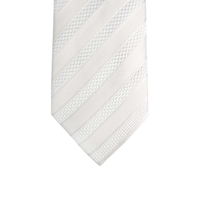 8cm Woven Striped Necktie in White M-Cufflinks.com.sg | Neckties.com.sg