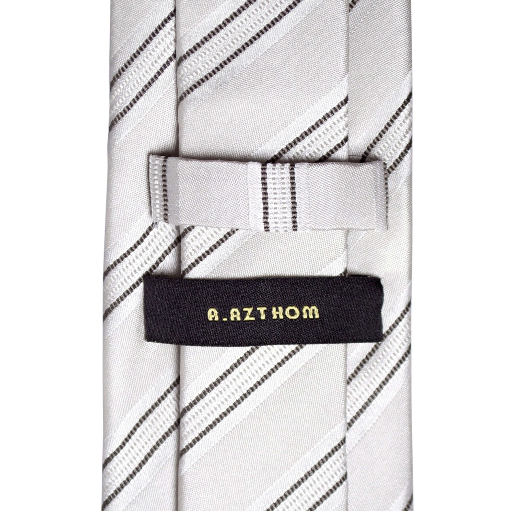 8cm Woven Striped Necktie in White M-Cufflinks.com.sg | Neckties.com.sg