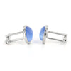 Oval Light Blue Fibre Optic Glass Cufflinks