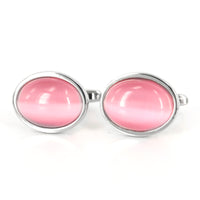 Oval Light Pink Fibre Optic Glass Cufflinks