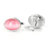 Oval Light Pink Fibre Optic Glass Cufflinks
