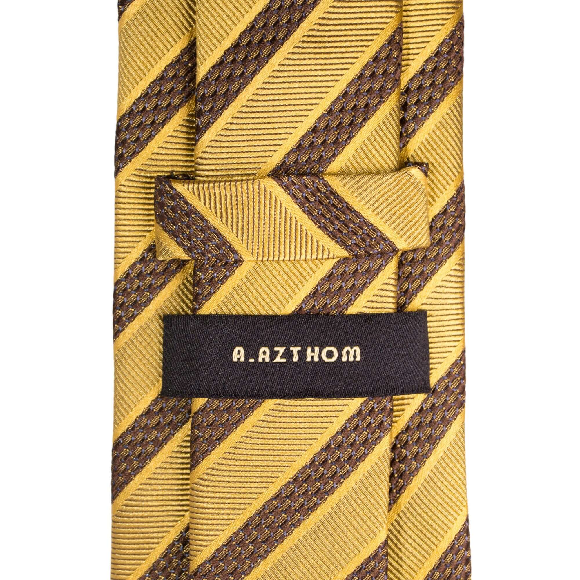 8cm Woven Brown Striped Necktie in Yellow M-Cufflinks.com.sg | Neckties.com.sg