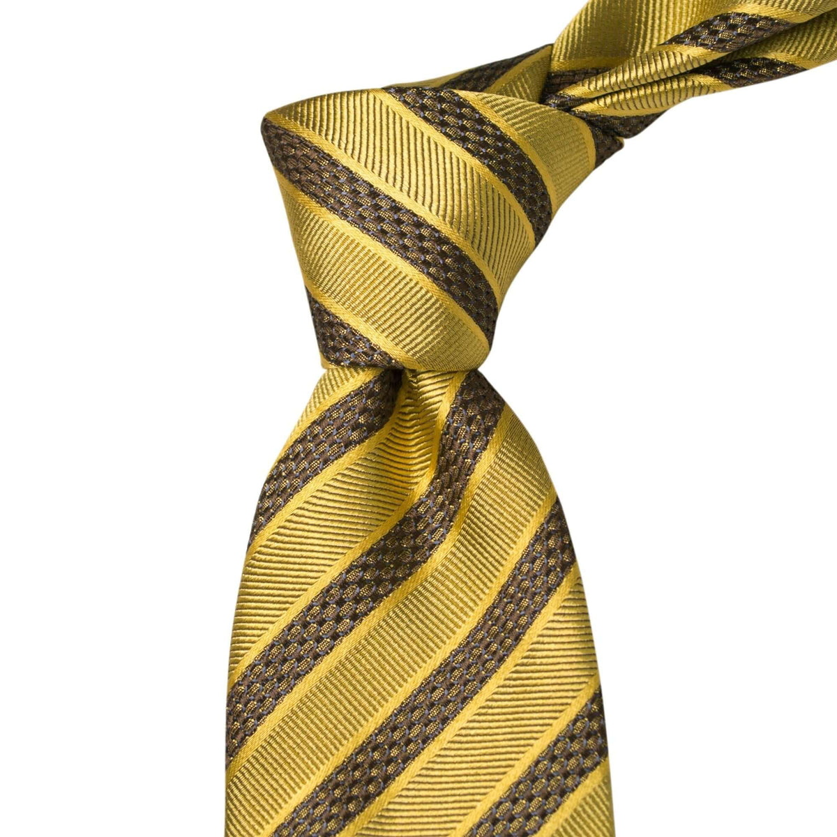 8cm Woven Brown Striped Necktie in Yellow M-Cufflinks.com.sg | Neckties.com.sg