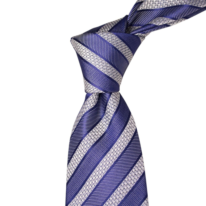 8cm Woven Indigo with White Striped Necktie-Cufflinks.com.sg | Neckties.com.sg