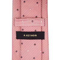 8cm White and Brown Micro-Dots Pattern Silk Tie in Pink-Cufflinks.com.sg | Neckties.com.sg