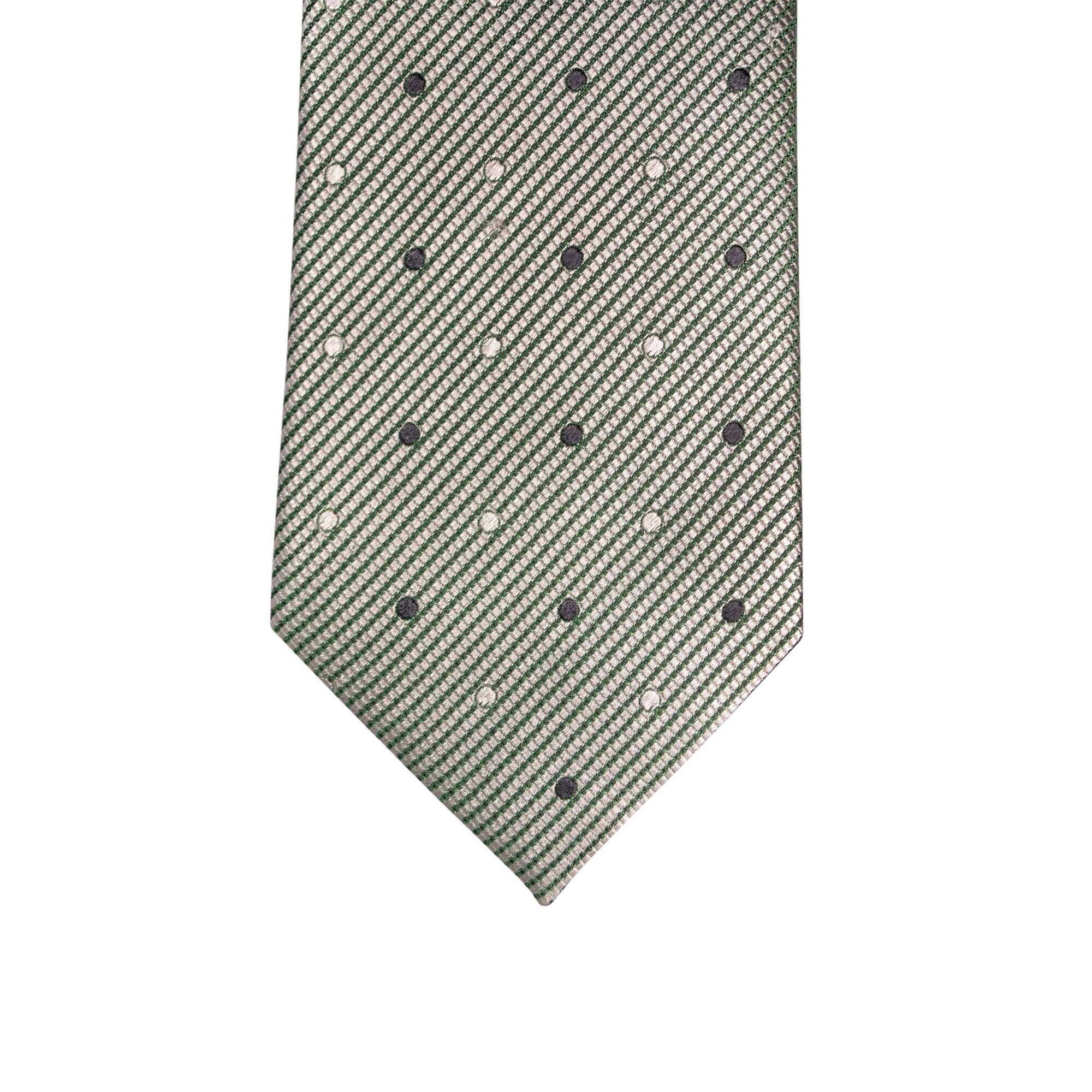 8cm White and Green Micro-Dots Pattern Silk Tie-Cufflinks.com.sg | Neckties.com.sg