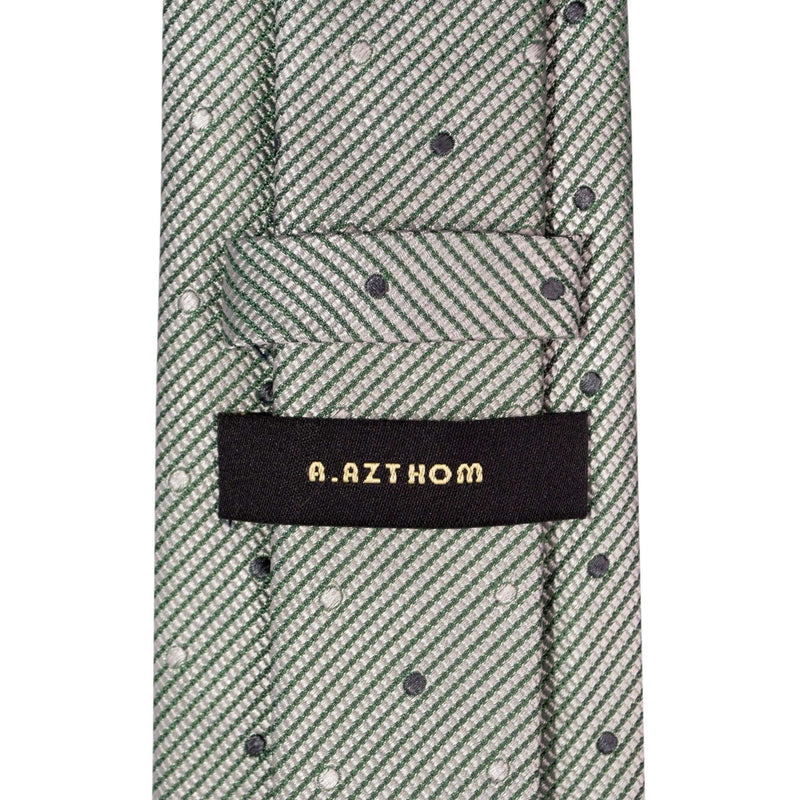 8cm White and Green Micro-Dots Pattern Silk Tie-Cufflinks.com.sg | Neckties.com.sg