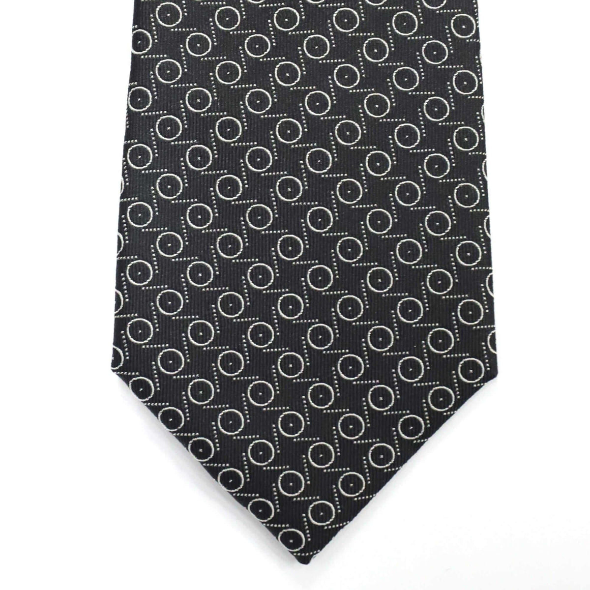 Black with White Circle Pattern Silk Tie-Cufflinks.com.sg | Neckties.com.sg
