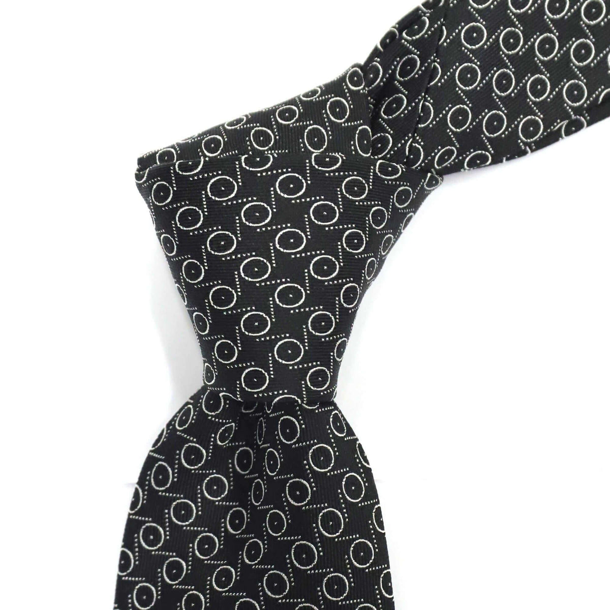 Black with White Circle Pattern Silk Tie-Cufflinks.com.sg | Neckties.com.sg