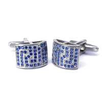 Blue Crystal D-Shaped Cufflink-Cufflinks.com.sg