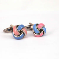 Blue- Pink Color Knot Cufflinks J-MarZthomson-Cufflinks.com.sg