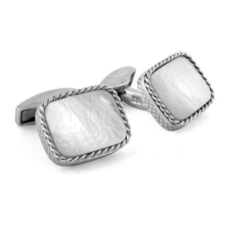 Cable Cushion- Silver White MOP-Cufflinks.com.sg