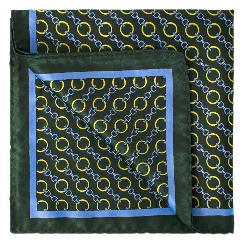 Chain Link Pocket Square in Dark Green-Pocket Squares-MarZthomson-Cufflinks.com.sg