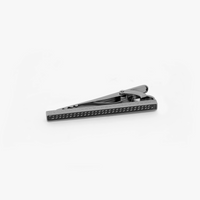 Chain Tie Clip with Black Enamel in Gunmetal-Tie Clip-Tateossian-Cufflinks.com.sg
