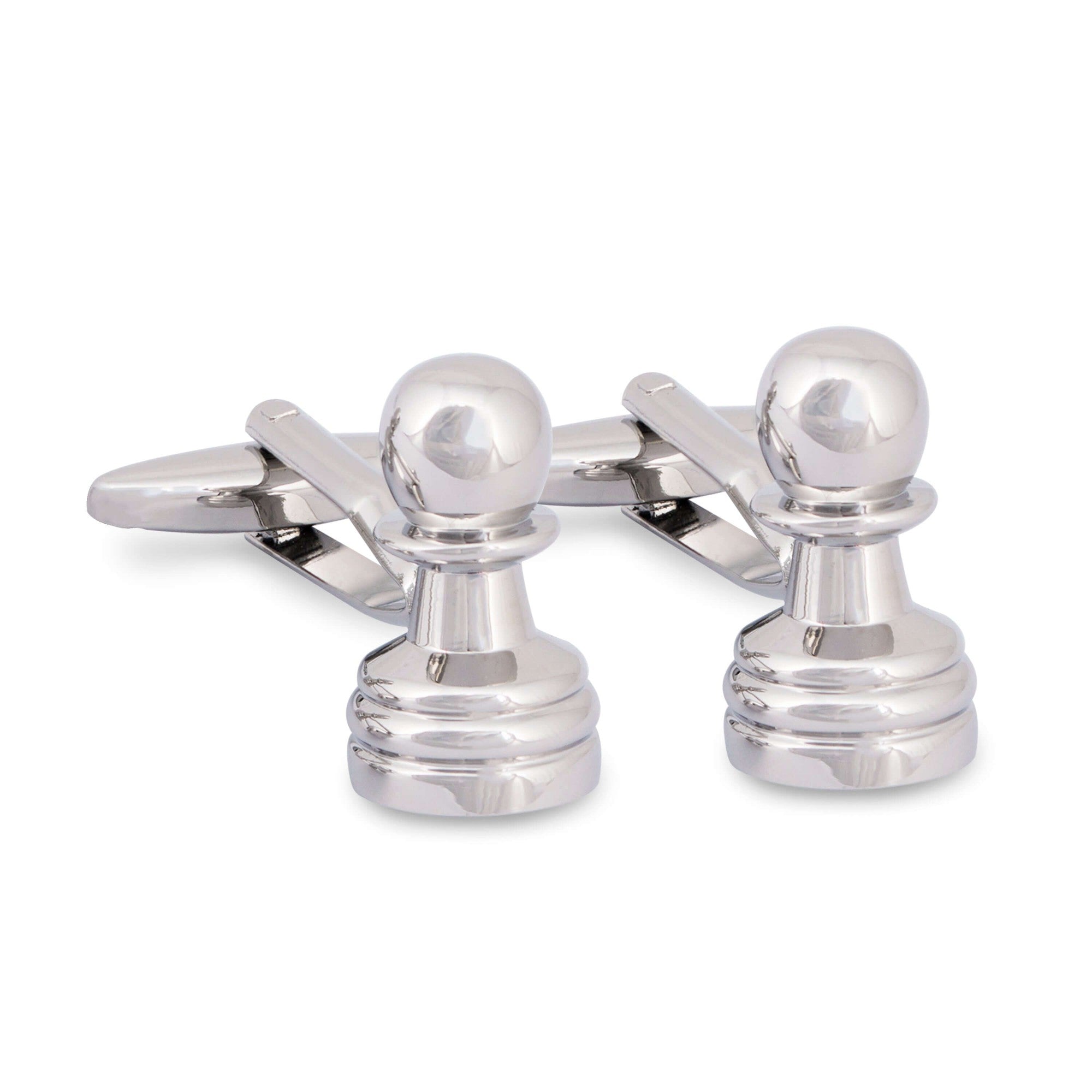 Chess Piece Pawn Cufflinks in Silver-Novelty Cufflinks-MarZthomson-Cufflinks.com.sg