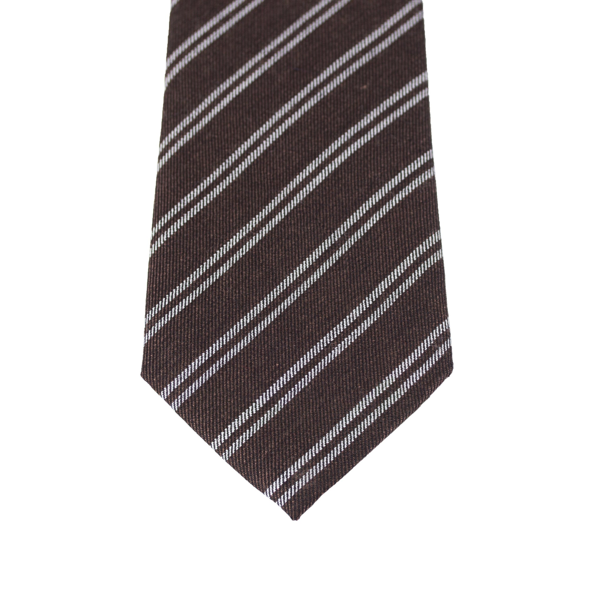 Church's 8cm Brown Silk and Wool Mix White Stripe Tie-Cufflinks.com.sg | Neckties.com.sg