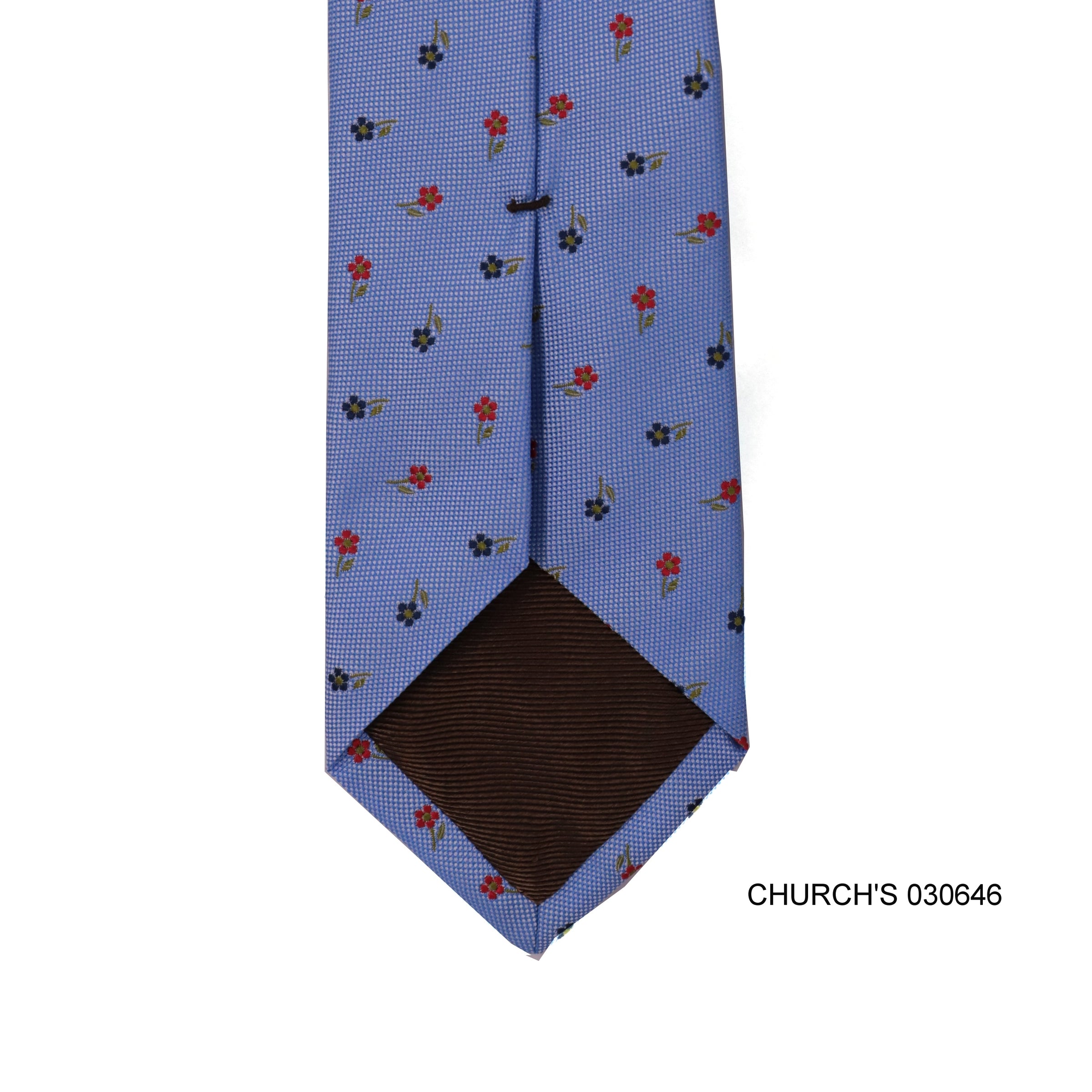 Church's woven red and green flower with Blue background-Neckties-Church's-Cufflinks.com.sg