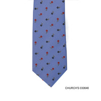 Church's woven red and green flower with Blue background-Neckties-Church's-Cufflinks.com.sg