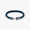 Click Tocco Bracelet in Grey Piped Italian Blue Leather with Black Rhodium Plated Sterling Silver-Bracelets-Tateossian-Cufflinks.com.sg