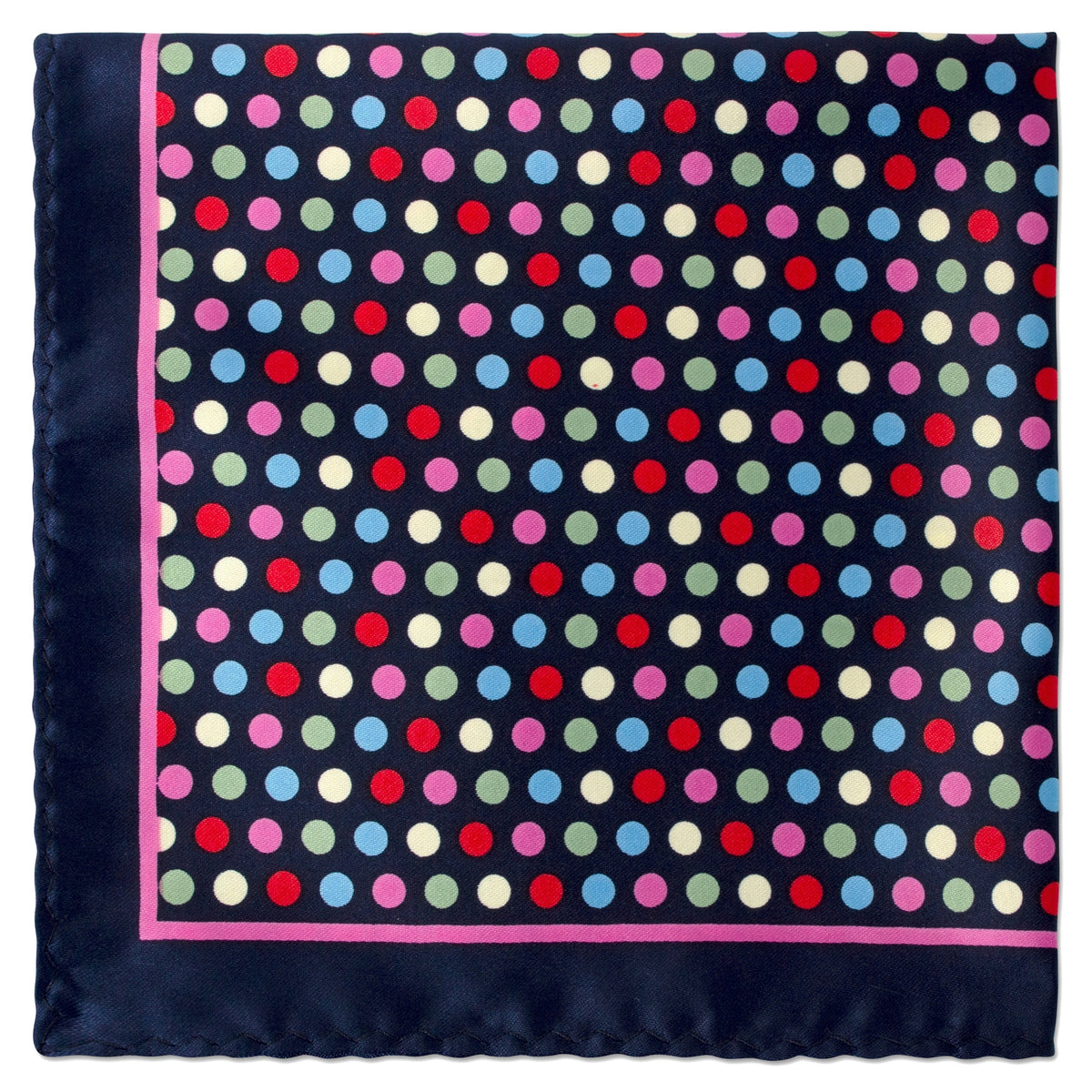 Colourful Bubble Dots Pocket Square in Navy Blue-Pocket Squares-MarZthomson-Cufflinks.com.sg